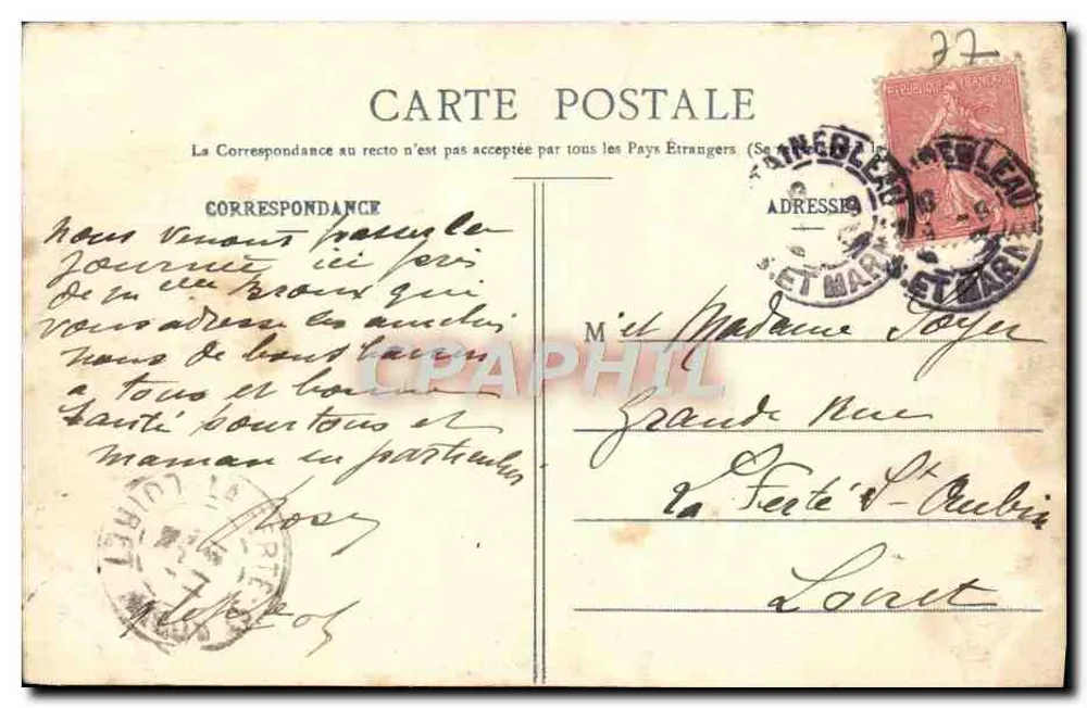 La Dame Jeanne (Rocher d'Avon) — Forêt de Fontainebleau — Unbekannter Verlag, Nr. 110 - Rückseite