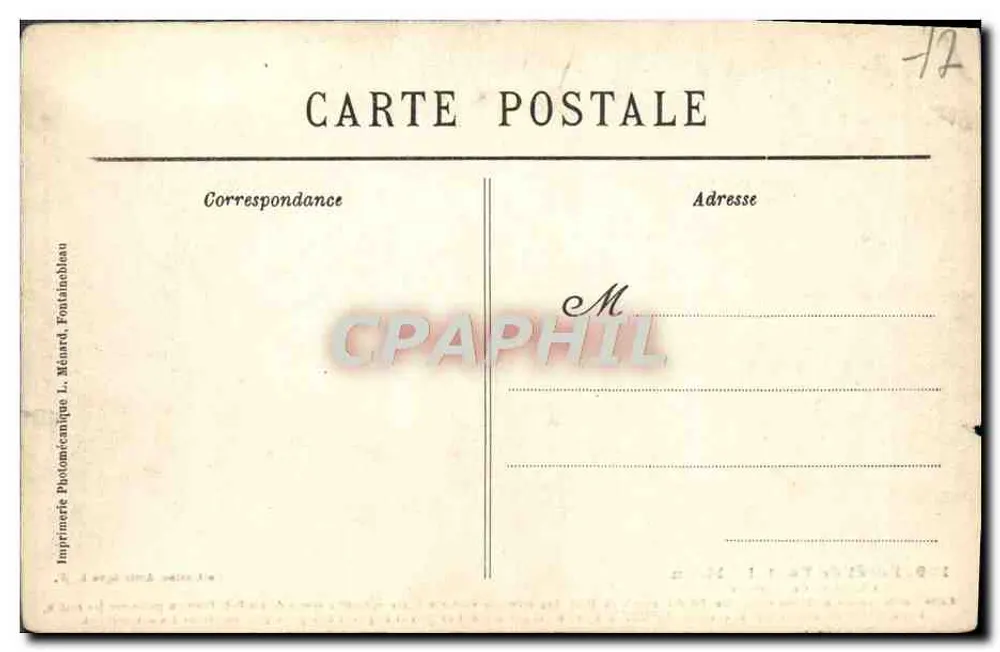 Wald von Fontainebleau — Die Kristallhöhle — Photoméc. L. Ménard Druckerei - Rückseite