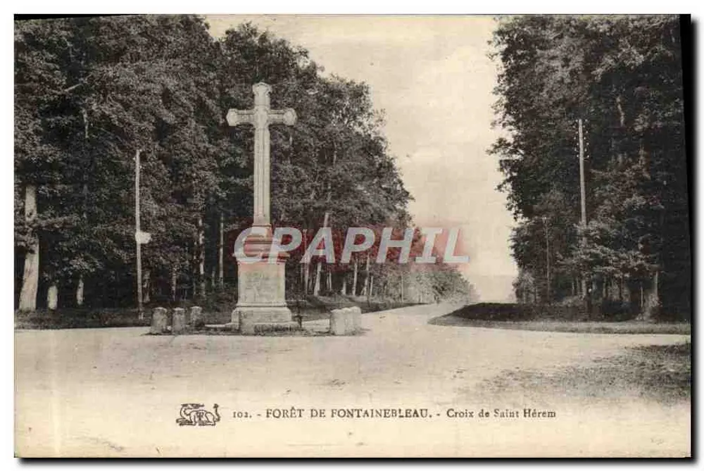 Bosque de Fontainebleau — Cruz de San Hérem — editor no identificado, n° 102 - Anverso