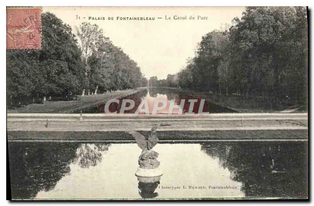 Palast von Fontainebleau — Der Parkkanal — Phototypie L. Ménard, Fontainebleau - Vorderseite