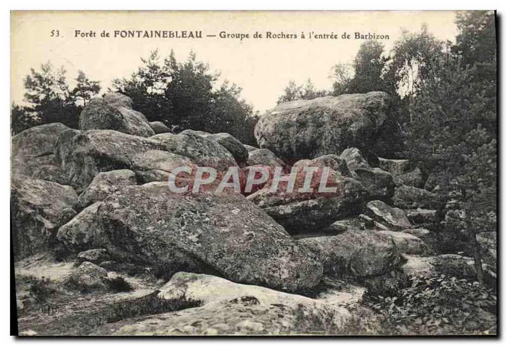 Wald von FONTAINEBLEAU — Gruppe von Felsen am Eingang von Barbizon - Vorderseite
