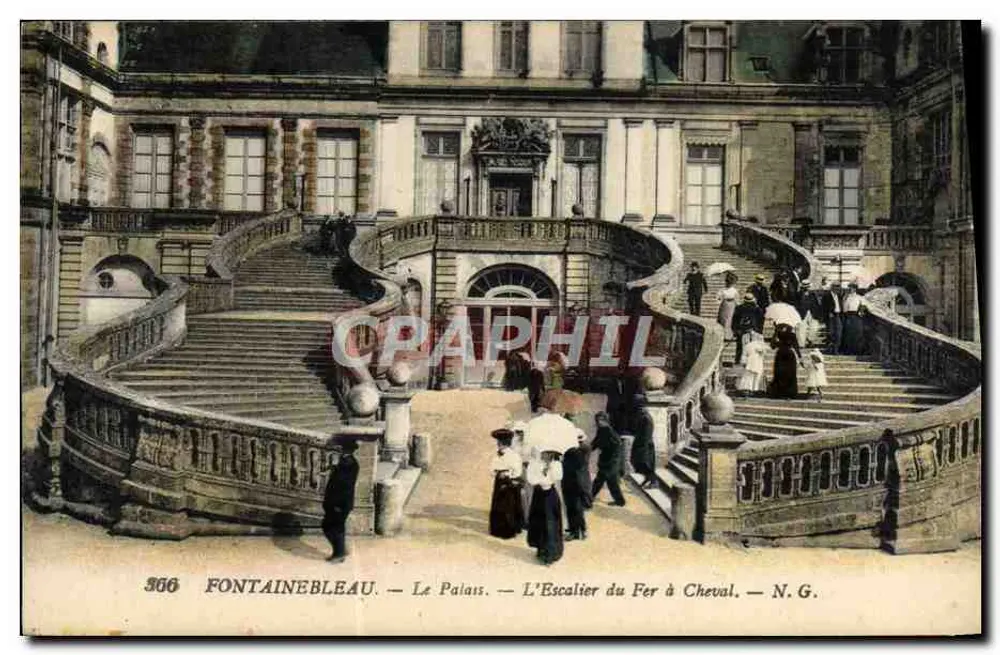 Fontainebleau — Das Schloss — Die Eisenpferdestiege — N.G. — n° 366 - Vorderseite