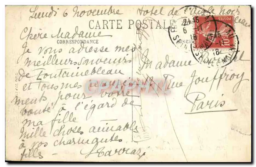 Fontainebleau — Der Kanal bei den Cascades — N.G. n°394 - Rückseite