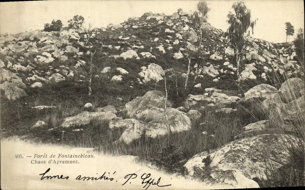 Floresta de Fontainebleau — Chaos de Apremont — P. Eypel, n° 405 - Frente