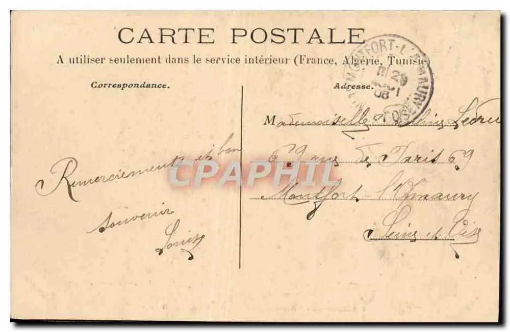 Castillo de La Brosse en Montereau (S.-et-M.) — vista arquitectónica — Colección J.-S.-S. - Reverso