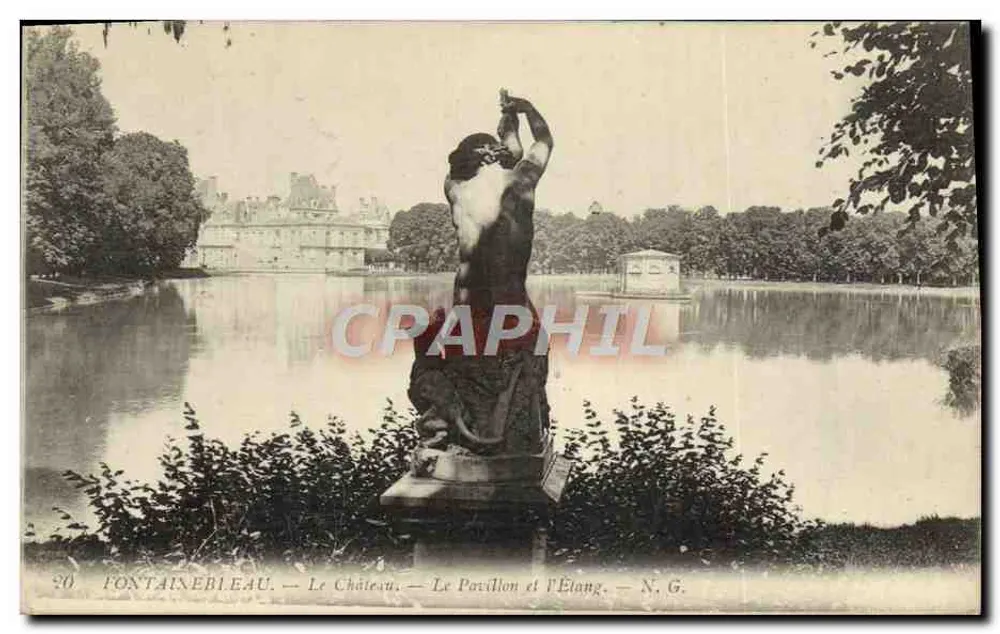 Fontainebleau — Das Schloss, Das Pavillon und der Teich — N.G. - Vorderseite