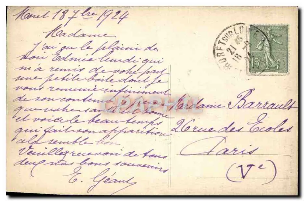 Moret-sur-Loing — Portal der Kirche und Haus des 15. Jahrhunderts — Editions H. Dubon, Moret - Rückseite