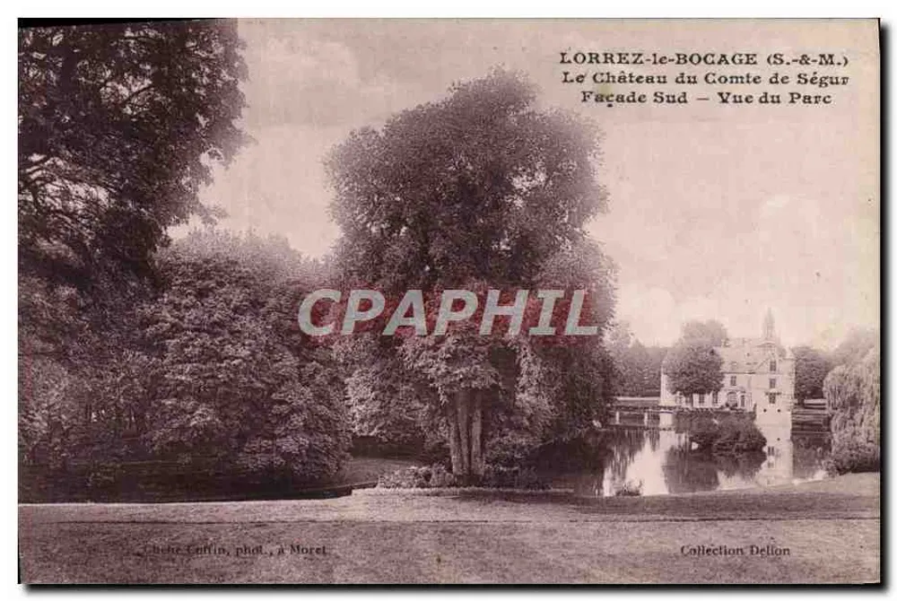 LORREZ-le-BOCAGE (S.&M.) — Schloss des Grafen von Ségur — Südseite — Ansicht des Parks — phot. Cheche Cofflin, bei Morel - Vorderseite