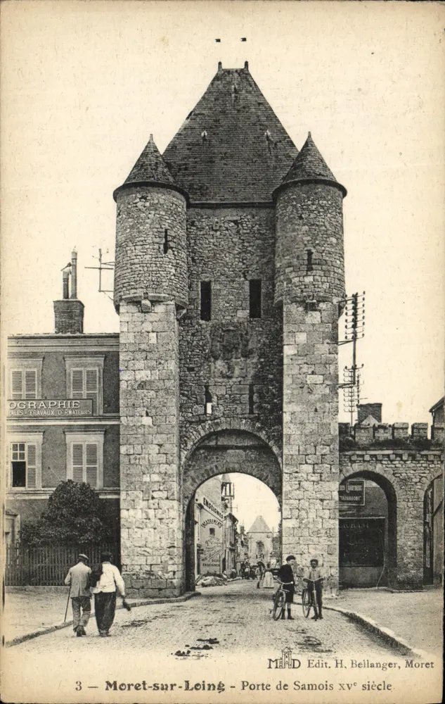 Moret-sur-Loing — Porta de Samois, século xv — Edit. H. Bellanger, Moret - Frente