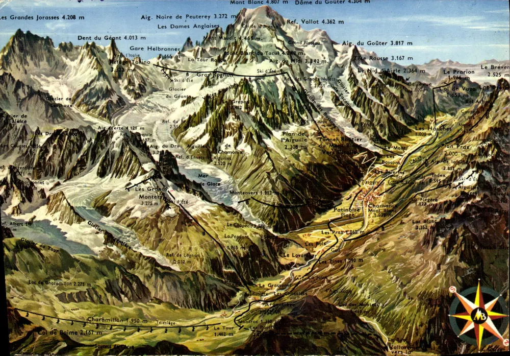 Vale de Chamonix-Mont-Blanc — Carta postal topográfica — Lumicad - Frente