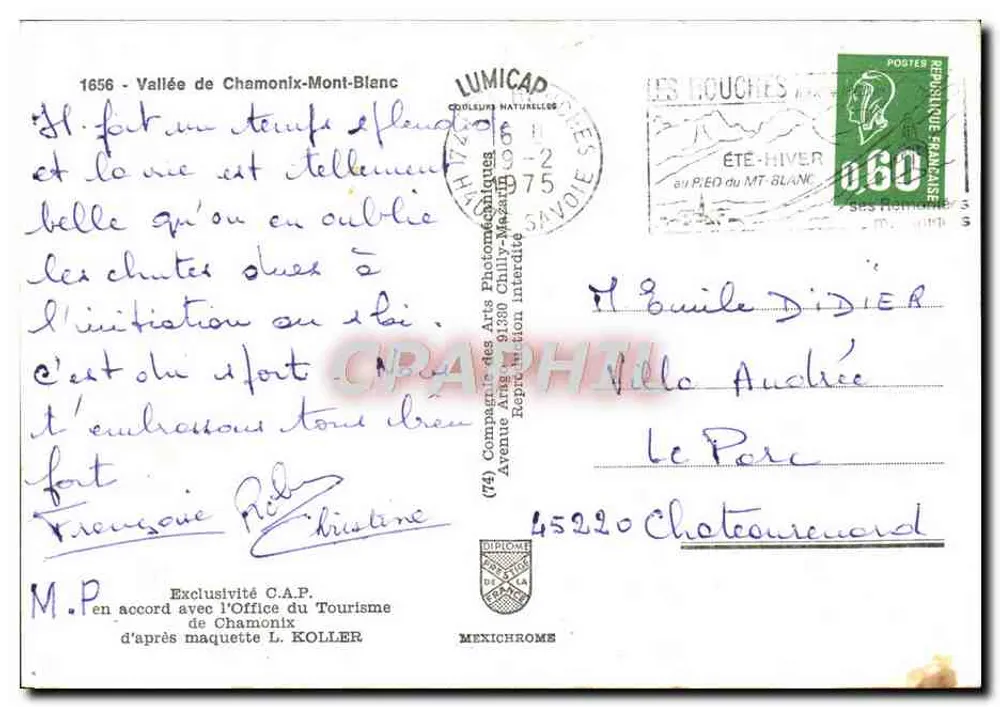 Vale de Chamonix-Mont-Blanc — Carta postal topográfica — Lumicad - Verso