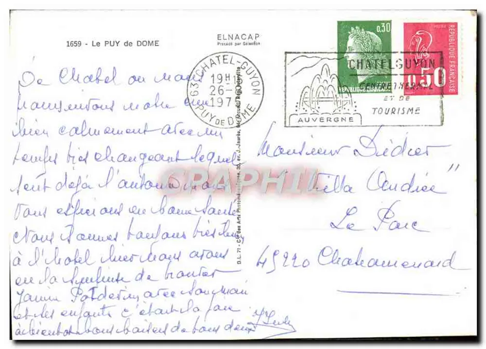 Le Puy de Dôme — die Region par excellence für Tourismus — Verlag Châtel-Guyon - Rückseite
