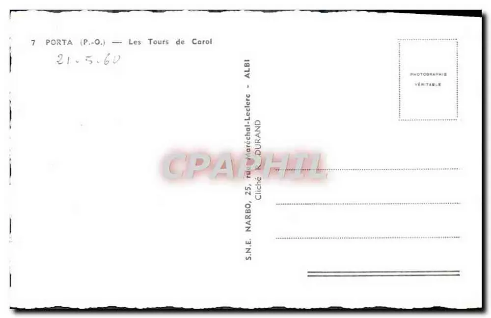 Cerdagne Francesa — As Torres de Carol — Narbo - Verso