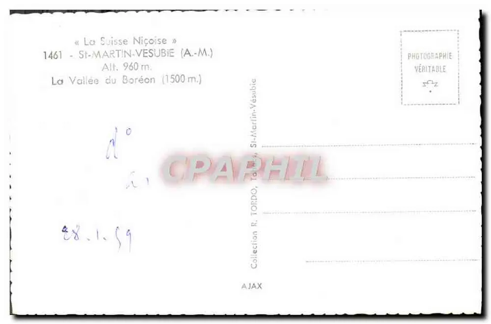 A Vale do Boréon — Saint-Martin-Vésubie — editor R. TORDO - Verso