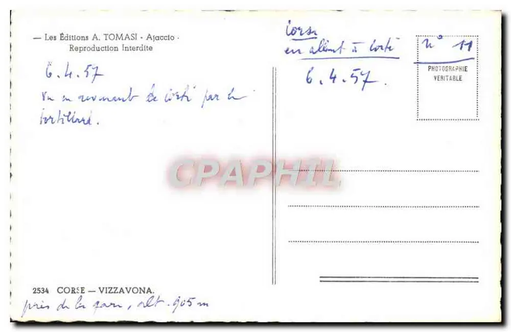Vizzavona — Perto da estação, alt. 905 m — Les Éditions A. TOMASI · Ajaccio - Verso