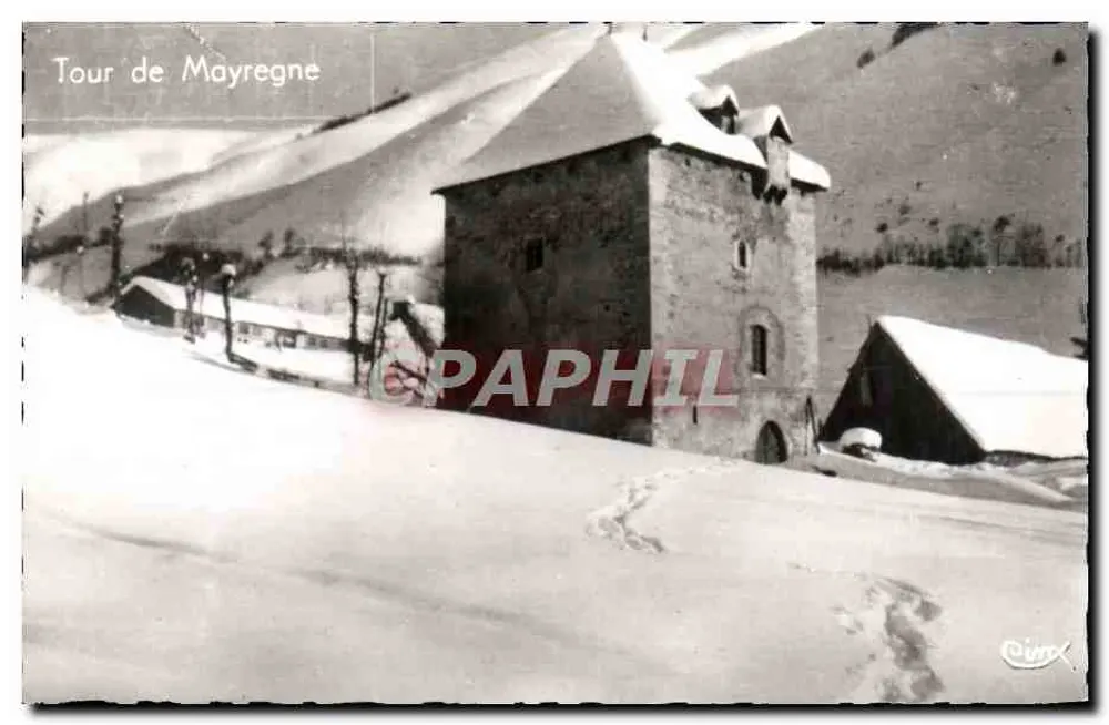 Torre de Mayregne — vista invernal com neve — editor Coumx - Frente