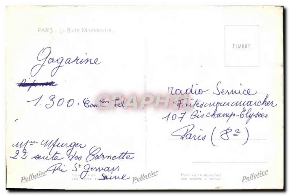 Montmartre — rue du Consulat mit dem Sacré-Cœur — Verleger Pelletier, Nr. 1300 - Rückseite