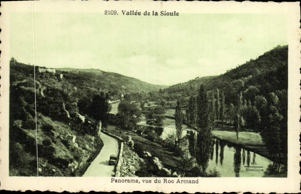 Tal der Sioule — Panorama, Aussicht vom Roc Armand — B. Laville-Montluçon, n° 2109 - Vorderseite