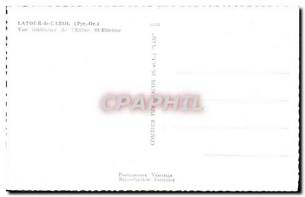 Latour-de-Carol — Innenansicht der Kirche Saint-Étienne — Comelier (S. et L.) - Rückseite