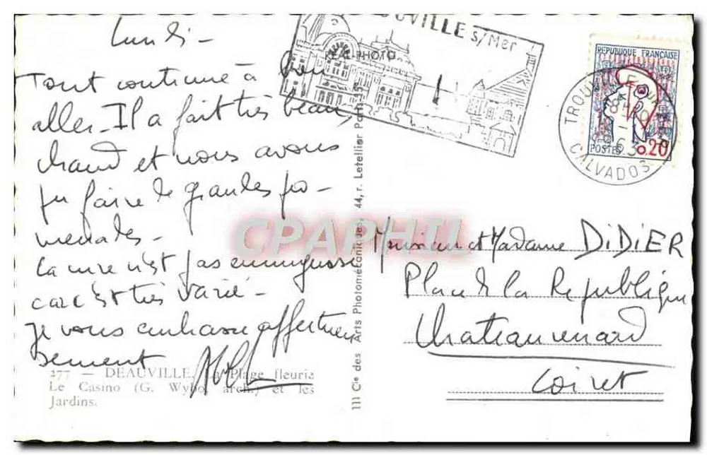 Deauville - O Casino e os Jardins — G. Wylio, editor, n° 111 - Verso