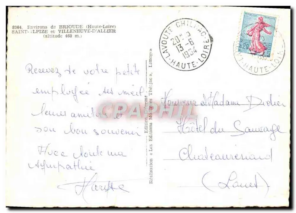 Saint-Lpize e Villeneuve-d'Allier — Entorno de Brioude (Haute-Loire) — Edições Méditerranée Théophile - Verso