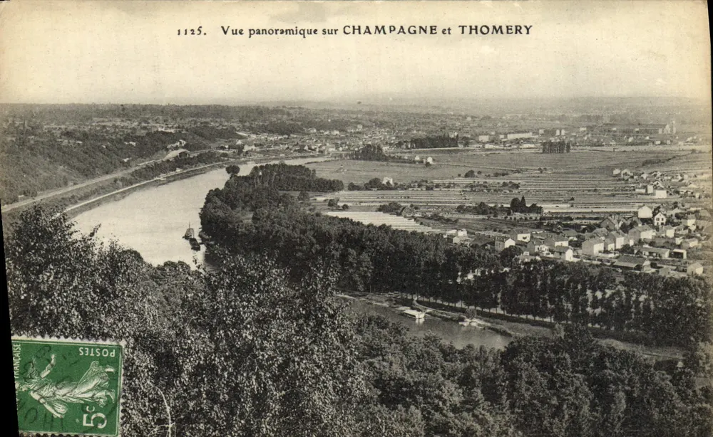 Panoramablick auf Champagne und Thomery — Nr. 1125 — Verleger nicht sichtbar - Vorderseite