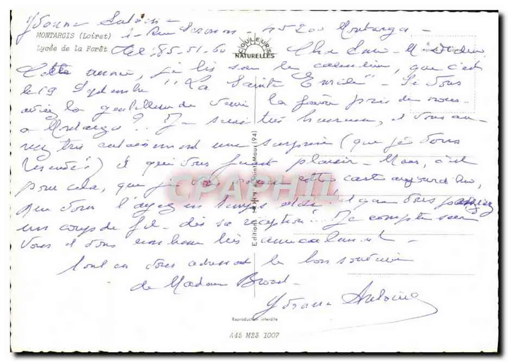 Lycée de la Forêt — Montargis (Loiret) — Edições Naturelles (44) - Verso