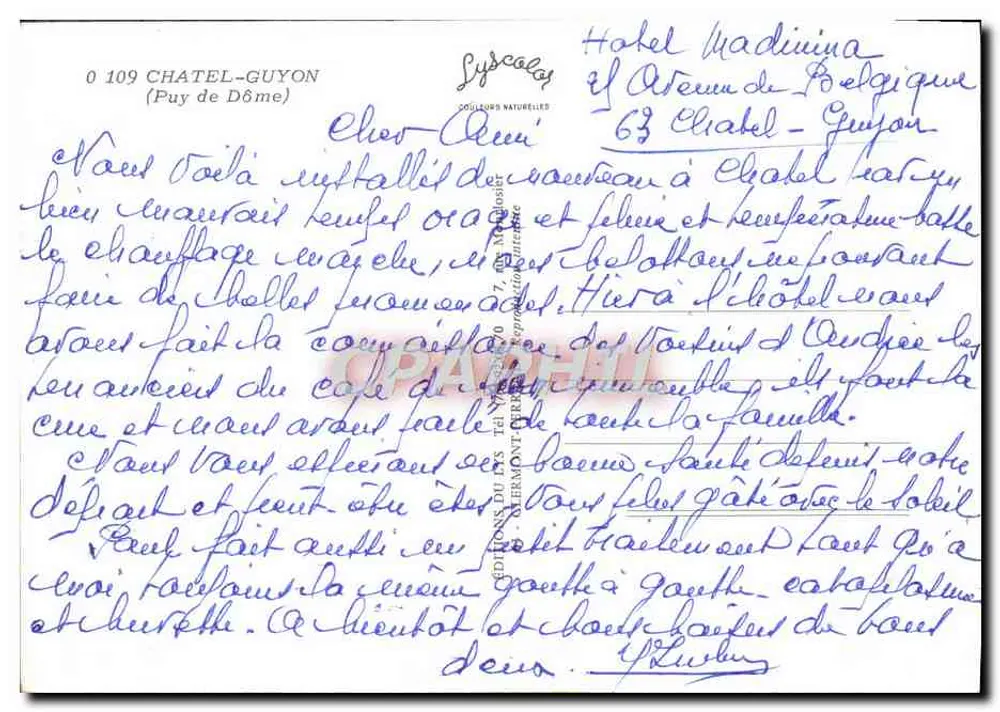 Parque de Chatel-Guyon — poema de Émilie Bernard — Edições do Puy de Dôme - Verso