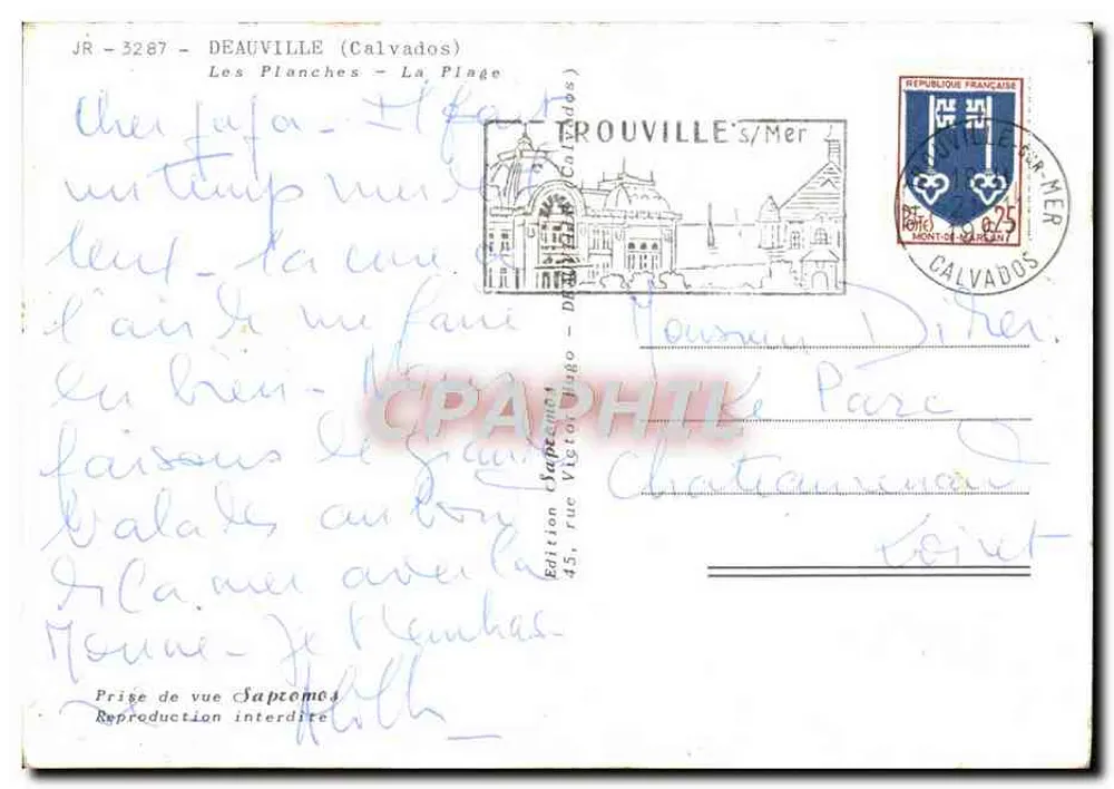 Deauville (Calvados) — As Planches - A Praia — Edição Saptomos - Verso