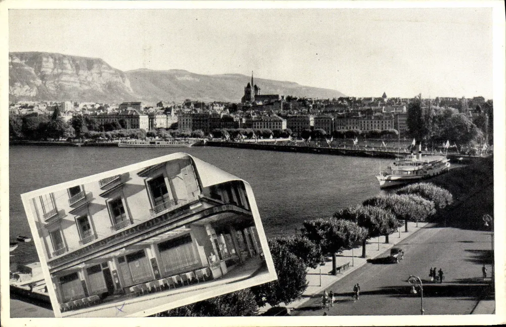 Genf — Aussicht auf den See und die Berge — LE CROCODILE, GENF - Vorderseite