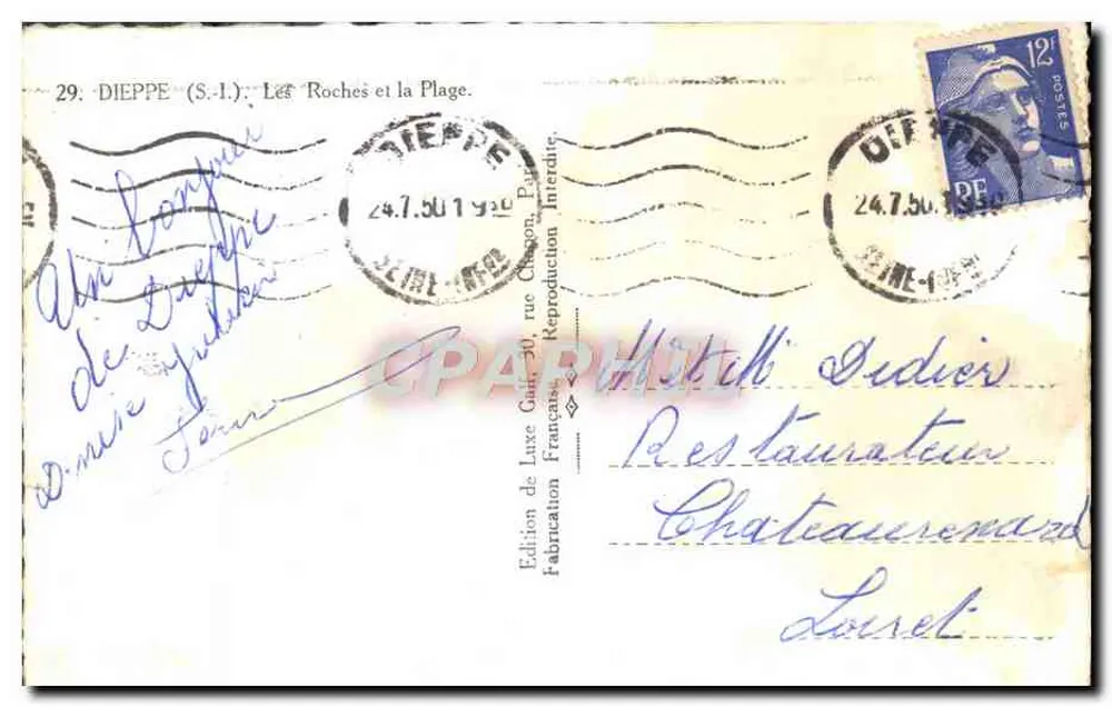 Dieppe — Les Roches et la Plage — Edição de Luxo Caisson, n°29 - Verso