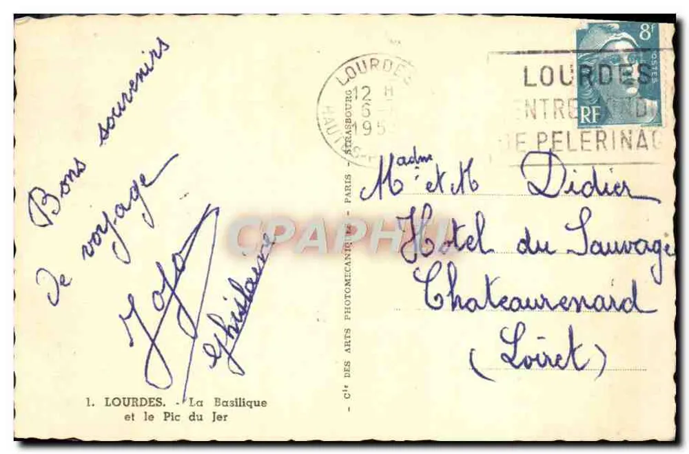 Lourdes — A Basílica e o Pic du Jer — Sociedade das Artes Fotomecânicas - Verso