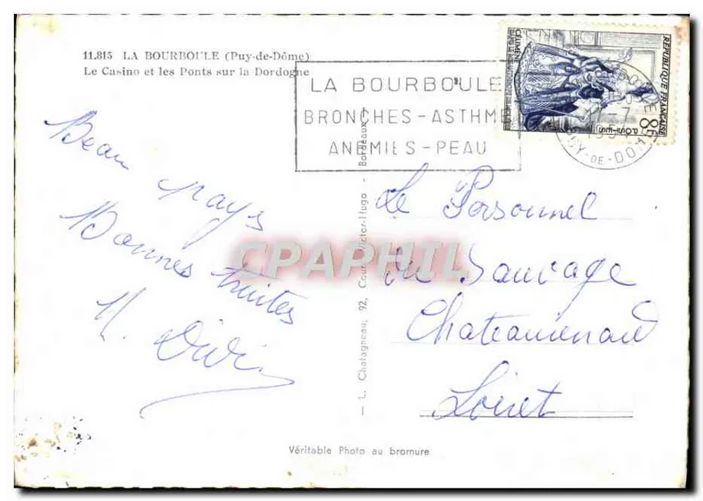 La Bourboule (Puy-de-Dôme) — Das Casino und die Brücken über die Dordogne — Verlag Elcée - Rückseite
