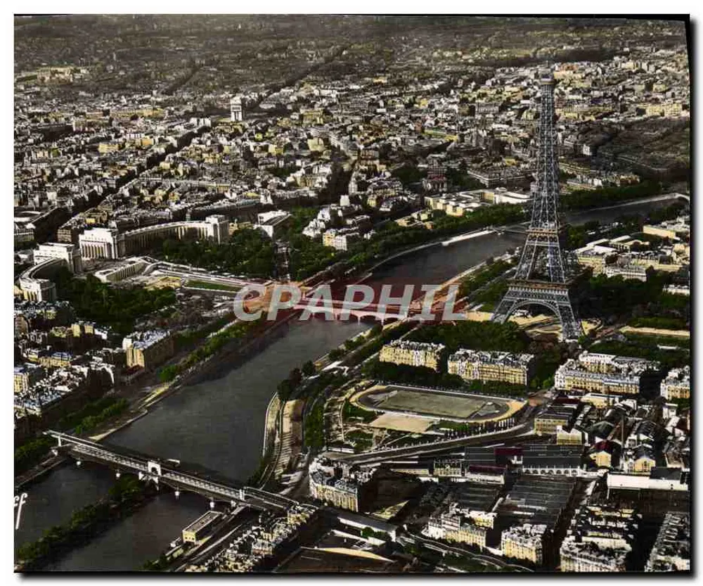 Vista aérea de Paris — Torre Eiffel e Sena — editor Jeuff - Frente