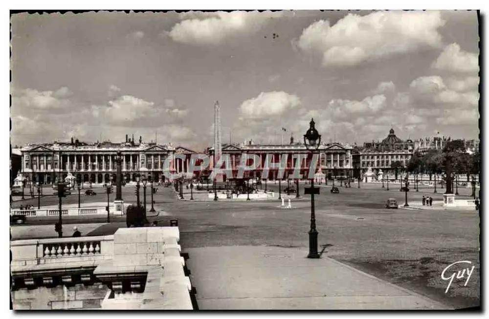 Platz de la Concorde — Ansicht mit dem Obelisken von Luxor — Éditions d'Art GUY - Vorderseite