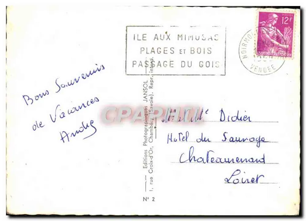 A Ilha de Noirmoutier — Passagem do Gois ou Goa — Jansol, n°2 - Verso