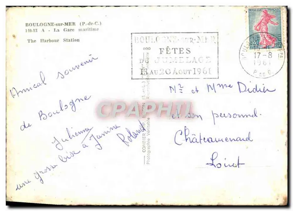 Boulogne-sur-Mer — Die Seegare — Combière - Rückseite