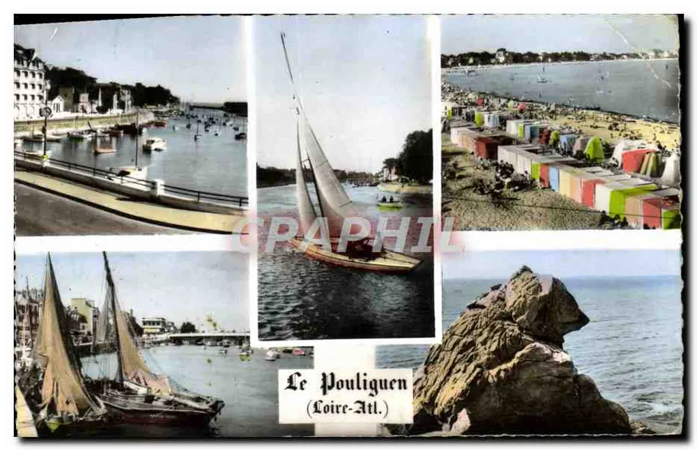Le Pouliguen (Loire-Atlantique) — vue de la plage, du port et d'un rocher — éditeur imprimeur non visible - Vorderseite