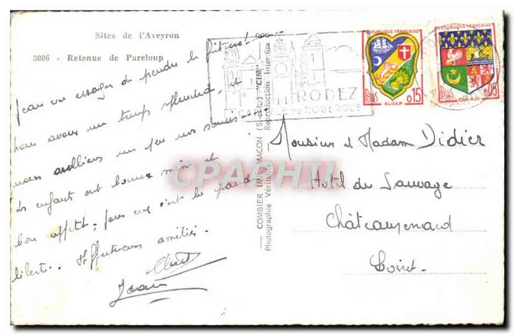 Retén de Pareloup — Sitios del Aveyron — Editor Combier (S.-Macon) - Reverso