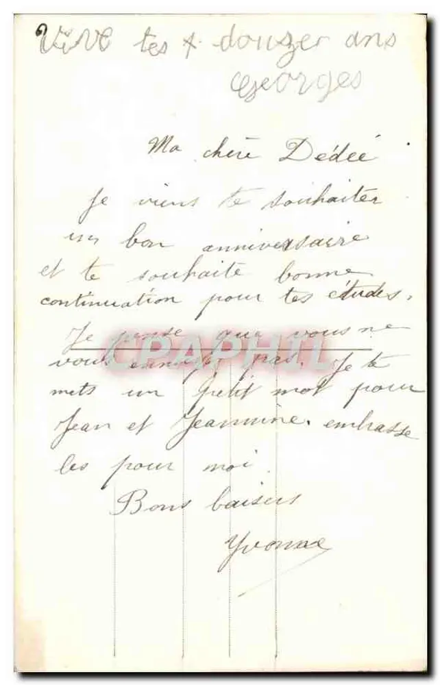 Mädchen mit Rosenstrauß — 'Glückliches Geburtstag' — Noyer 12564 - Rückseite