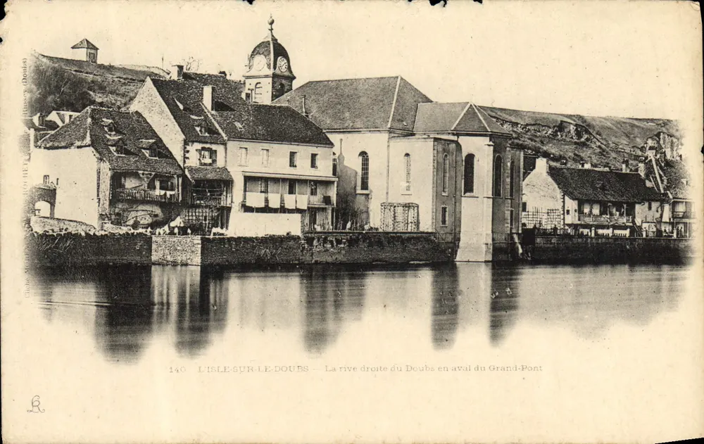 L'Isle-sur-le-Doubs — Die rechte Seite des Doubs unterhalb des Grand-Pont — Verlag: Charles M. Hébert (Doubs) — N° 140 - Vorderseite