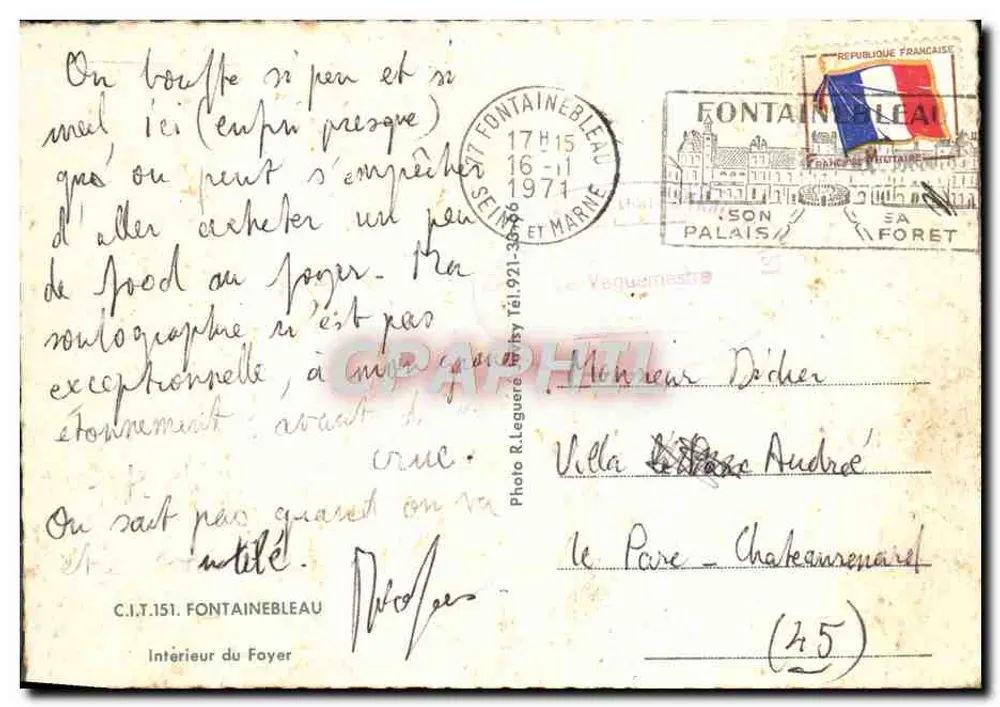 Innenraum des Foyers — Fontainebleau — C.I.T.151 — Foto R. Vagueimestre - Rückseite