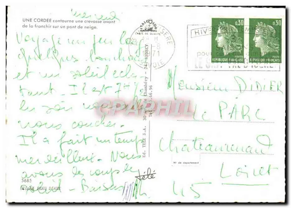 Alpen - Gletscherspalte — Verlag E.D. TELLE S.A. n° 5685 - Rückseite