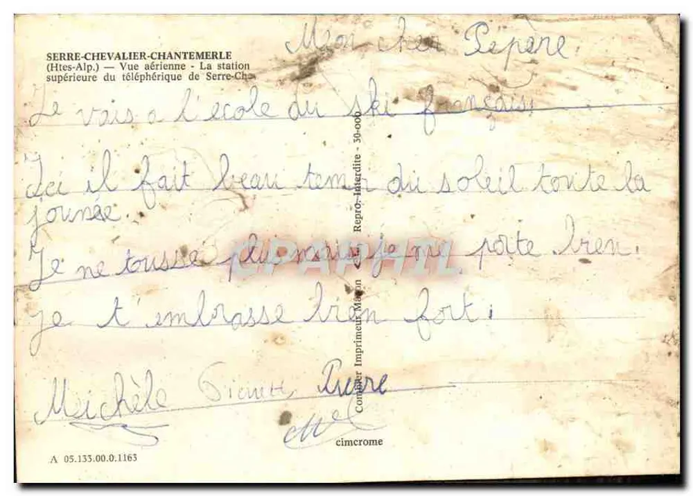 Serre-Chevalier — Vue aérienne de la station supérieure du téléphérique — éditeur Cimchrome - Rückseite