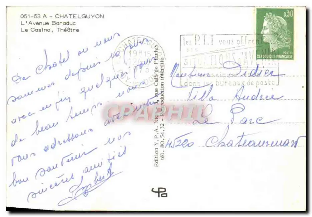 Het Casino van Châteldon — Ed. Y.P.A. N° 051-63 A - Achterkant