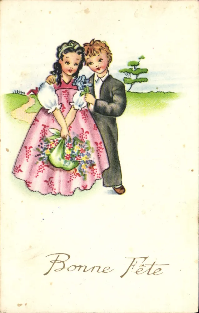 Kinder in einem Landschaft — farbige Illustration — Imprime France n°258 - Vorderseite