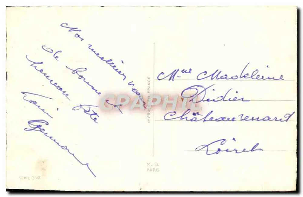 Buquê de lilás — Feliz aniversário — M. D. Paris, série 3300 - Verso