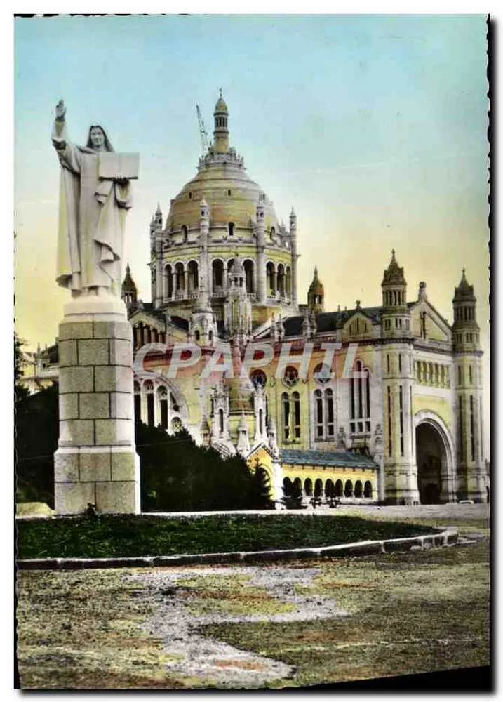 Basilika von Lisieux — Statue der Heiligen Thérèse am Eingang des Vorplatzes — Ausgabe Interdilis - Vorderseite