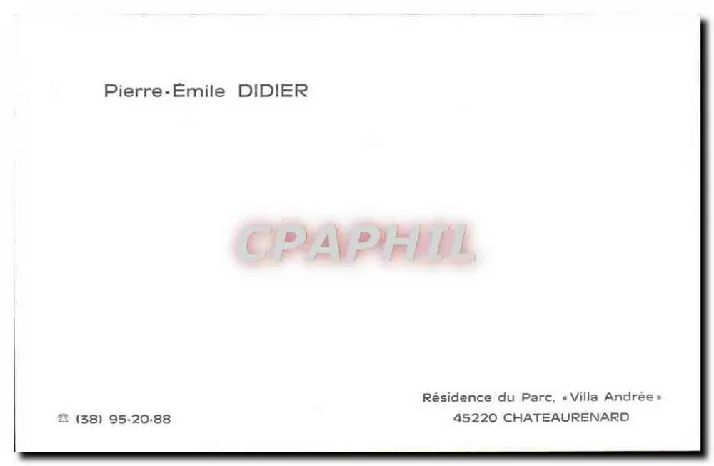 Pierre-Émile DIDIER, n° 38 95-20-88 - Vorderseite