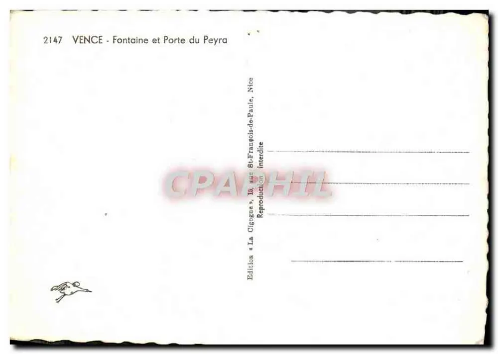 Vence - Fontäne und Tor des Peyra — Edition La Cigogne, Nice - Rückseite